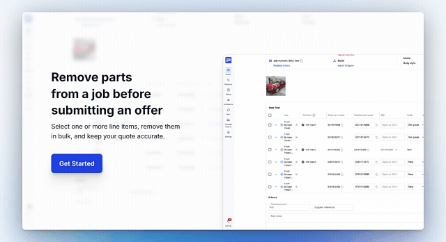 Remove parts from a job before submitting an offer (1)