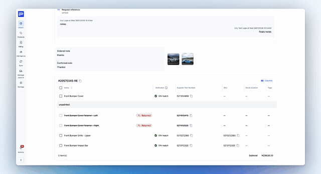 Show or hide item columns in an order (1)